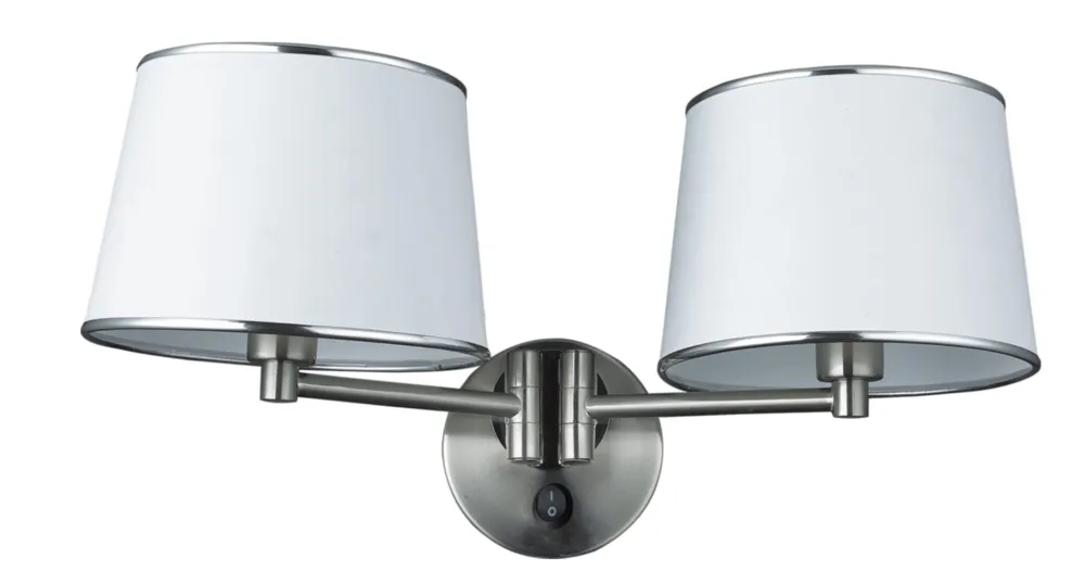 Oferta Kinkiet Candellux Ibis satynowy z abażurem tkaninowym 2×E14
