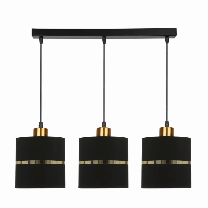 Lampa wisząca Candellux Assam 33 czarna ze złotym kloszem 3×E27 Tani