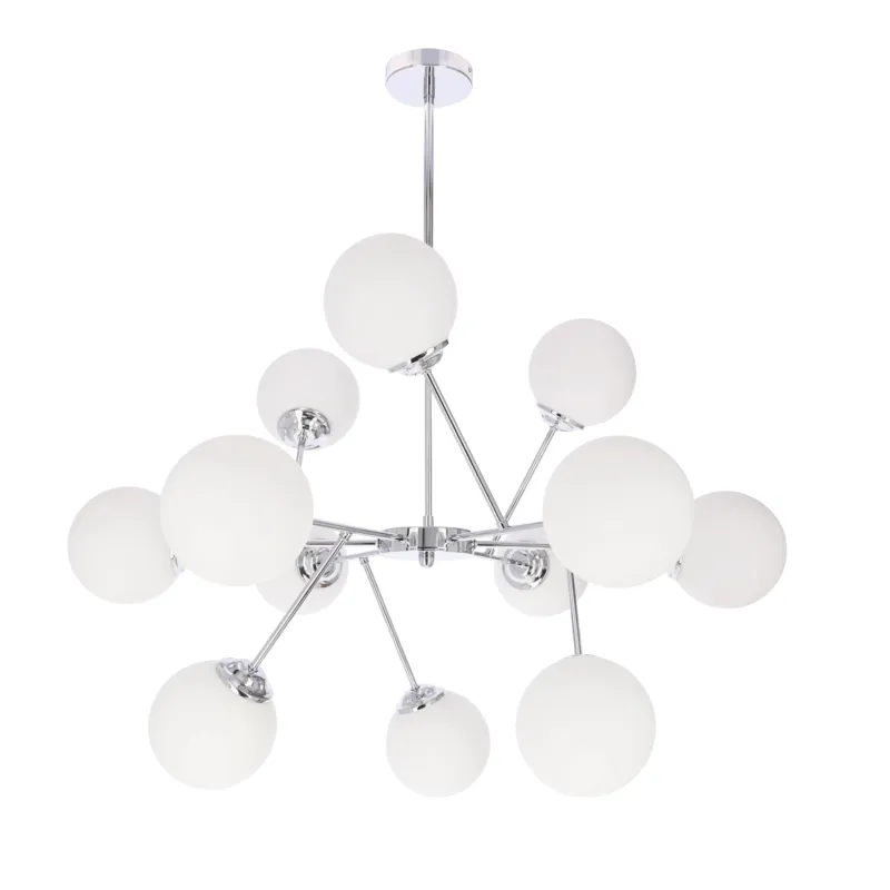 Tylko do końca tygodnia Lampa wisząca Candellux Belweder srebrna z białym kloszem 12×E14