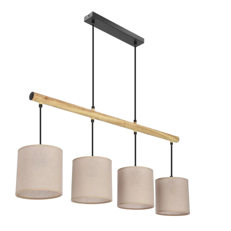 Nie przegap Lampa wisząca Candellux Combi czarna z tkaninowym abażurem 4×E27
