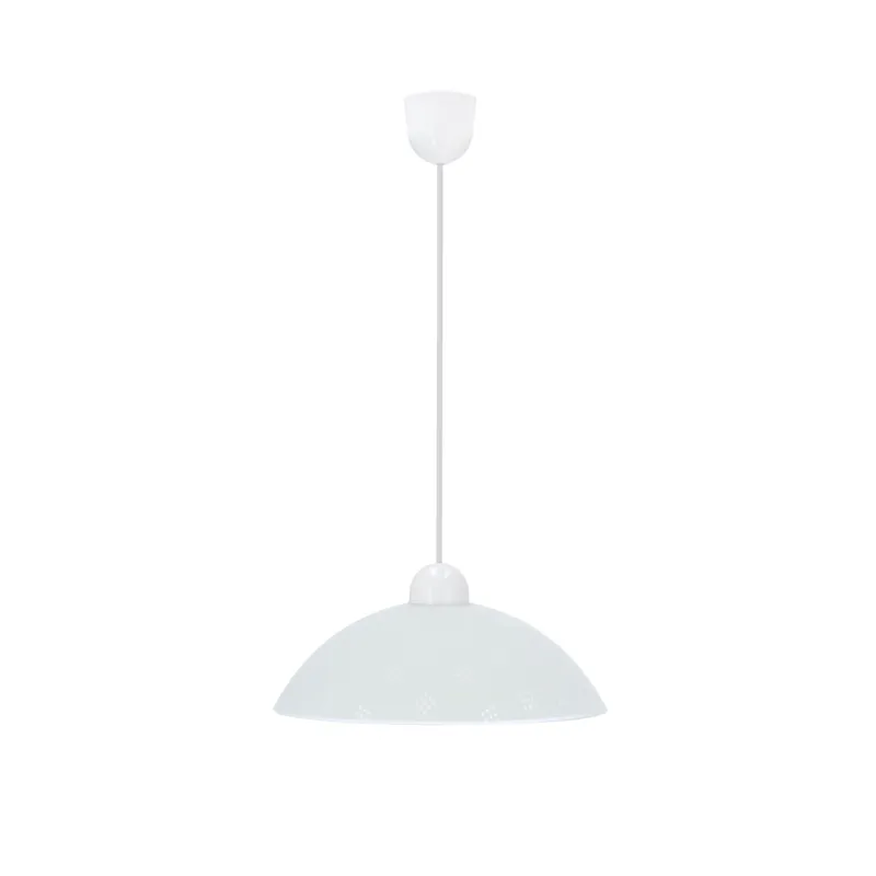 Hit sprzedaży Lampa wisząca Candellux Fanusa biała z wzorzystym kloszem 1×E27