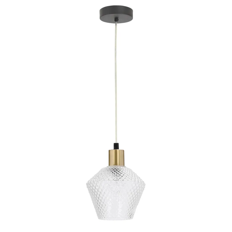Łatwy zwrot Lampa wisząca Candellux Greniko czarna ze złotym z transparentnym kloszem 1×E14