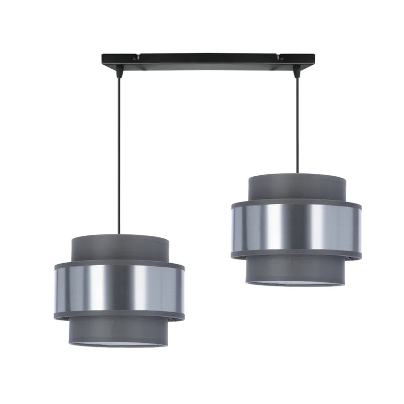Nowość Lampa wisząca Candellux Hare szara z szaro-srebrnym abażurem 2×E27