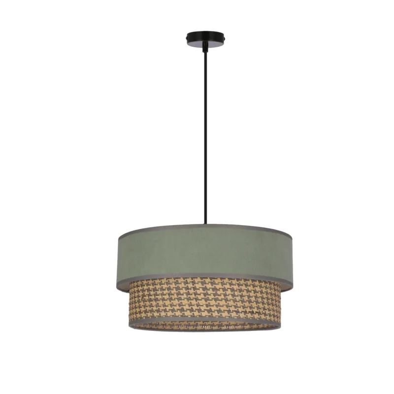 Lampa wisząca Candellux Livorno czarna z miętowo-szarobeżowym abażurem 1×E27 Promocja