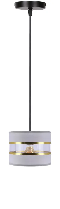 Lampa wisząca Candellux Pandy czarna z szaro-złotym abażurem 1×E27 Ekspresowa dostawa