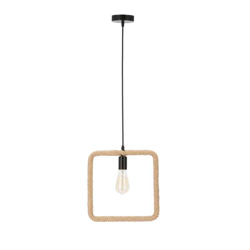 Lampa wisząca Candellux Quadro czarna z beżowym kloszem 1×E27 Hit sprzedaży