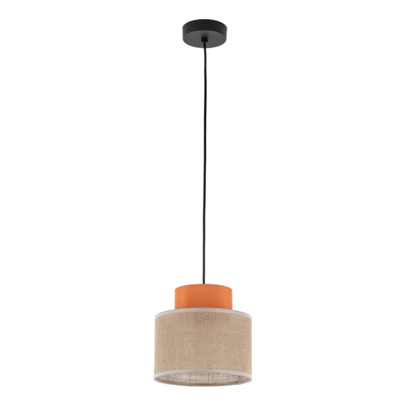 Lampa wisząca Duo Juta Orange Czarny 1x E27 - TK Lighting Promocja