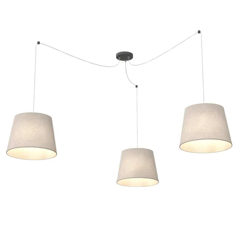 Lampa wisząca Emibig Ascot 3 czarna z beżowym kloszem 3×E27 Obniżka ceny