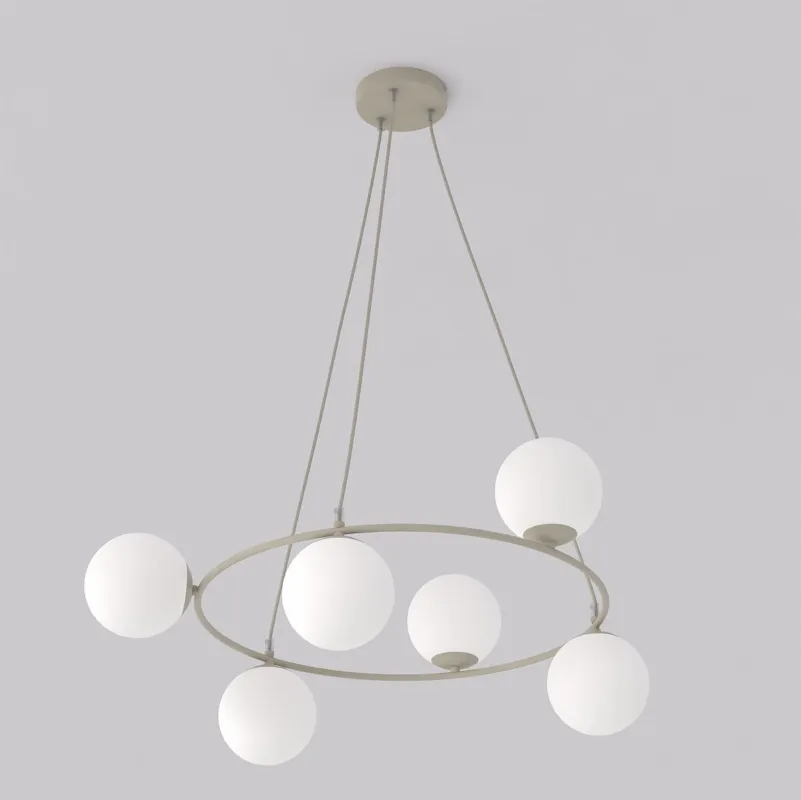 Wysoka jakość Lampa wisząca Emibig Azura 6 beżowa z białym kloszem 6×E14