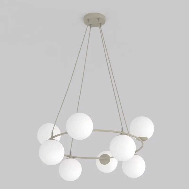 Lampa wisząca Emibig Azura 8 beżowa z białym kloszem 9×E14 Darmowy zwrot