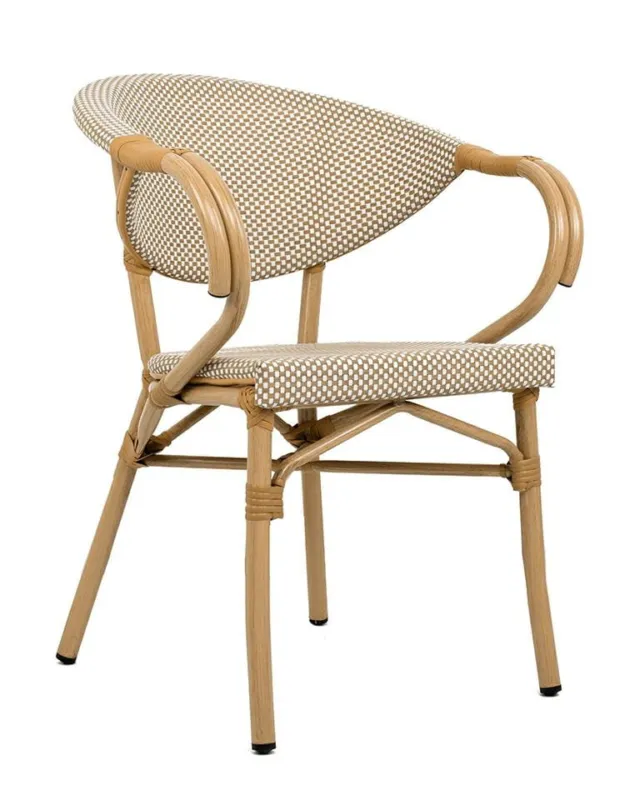 Nowość Krzesło ogrodowe CAFE BISTRO PARIS ARM beżowe rattan – King Home