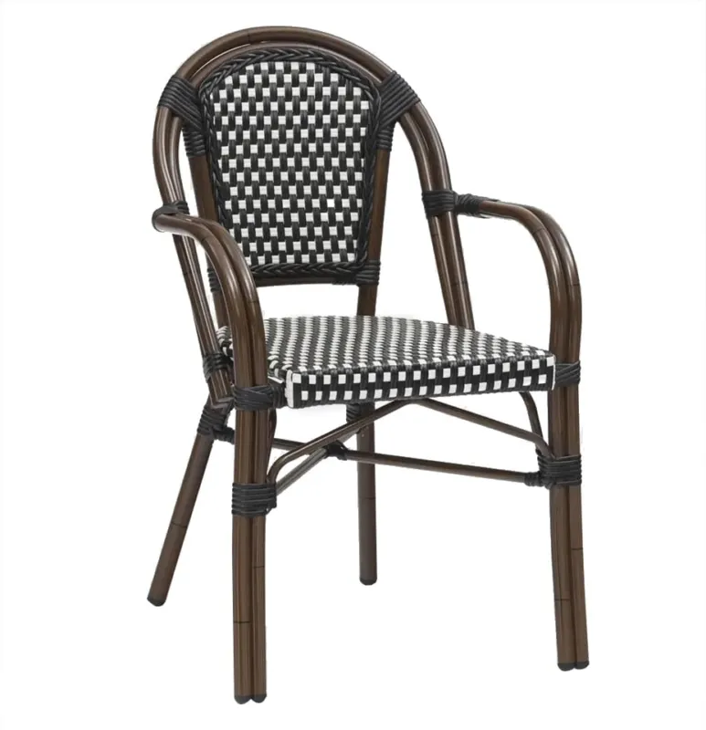 Do wyczerpania zapasów Krzesło ogrodowe CAFE PARIS ARM brązowe rattan – King Home