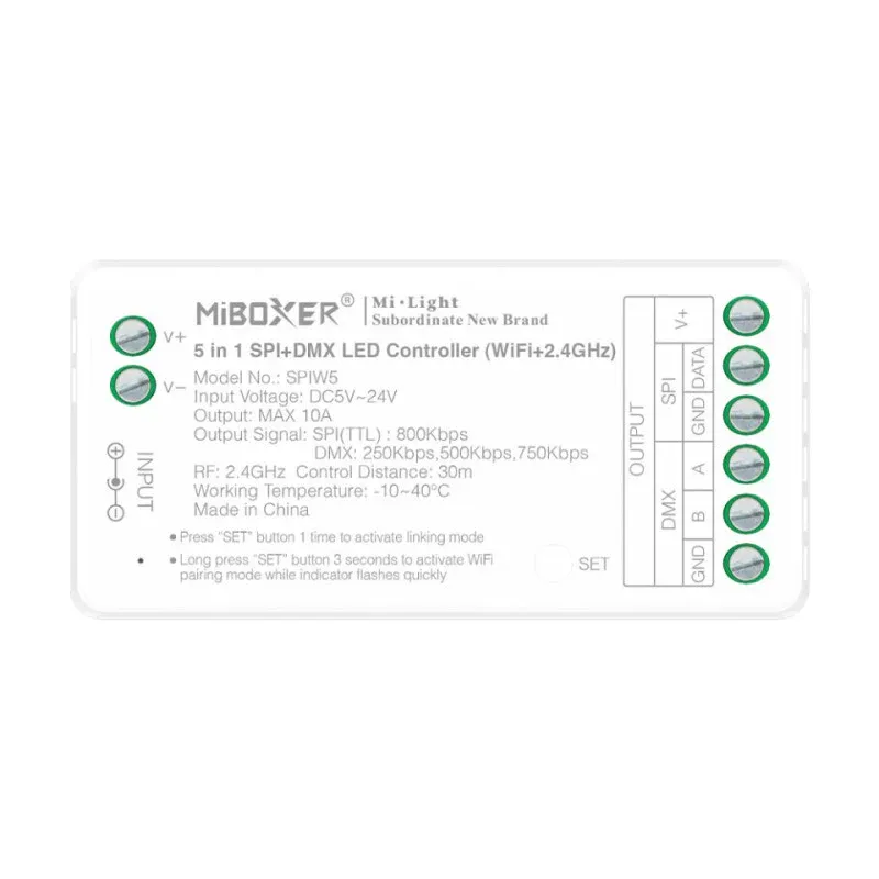 Oferta czasowa Sterownik Cyfrowy Spi+Dmx Wi-Fi+2.4G Spiw5 10A 5W1