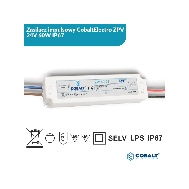 Zamów teraz Zasilacz Impulsowy Cobaltelectro Zpv 24V 60W Ip67