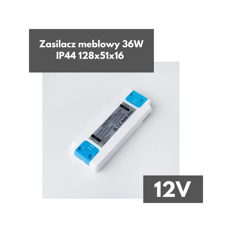 Taniej Zasilacz Meblowy 36W 12V Ip44 128X51X16