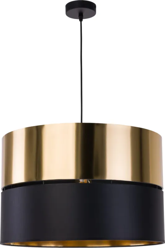 Wyprzedaż Lampa wisząca do wnętrz glamour - czarno-złoty elegancki abażur 1xE27 Ø50cm HILTON TK Lighting