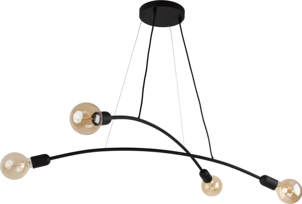 4-punktowa, czarna lampa wisząca bez kloszy, do loftowych wnętrz 4xE27 HELIX 2724 TK Lighting Tani