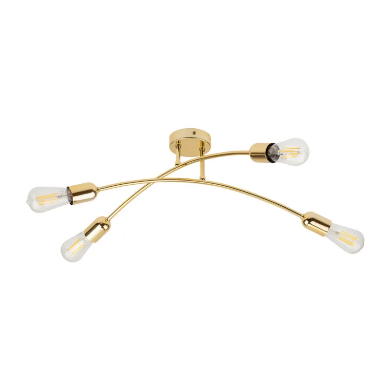Wysoka jakość 4-punktowa, złota lampa sufitowa bez kloszy do sypialni w stylu glamour HELIX GOLD 4688 4xE27 TK Lighting