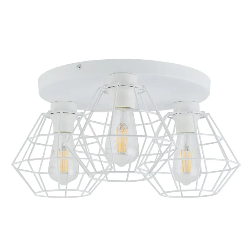 Super okazja Nowoczesna lampa sufitowa biała, trzy druciane klosze - dekoracyjna lampa do salonu DIAMOND NEW WHITE 6214 3xE27 TK Lighting