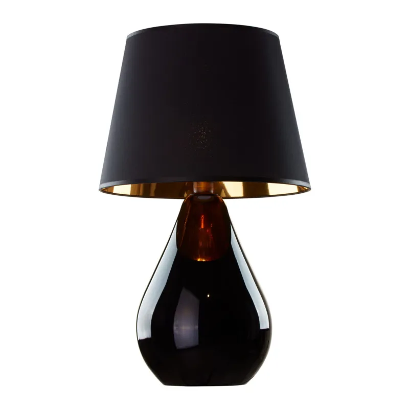 Czarno-złota lampa stołowa ze szklaną podstawą 66cm wysokości LACRIMA BLACK 5454 1xE27 TK Lighting Dostępne od ręki
