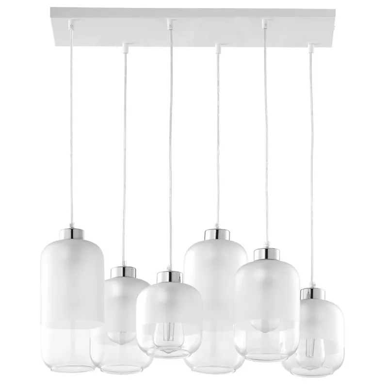Dekoracyjna lampa wisząca ze szklanymi, częściowo transparentnymi kloszami do jadalni nad stół MARCO SILVER 3359 TK Lighting Szybka wysyłka