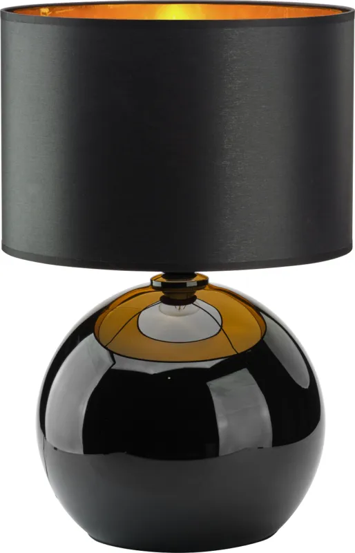 Elegancka lampka nocna, stołowa z czarno-złotym abażurem do wnętrz glamour PALLA BLACK/GOLD 5081 TK Lighting Bezpieczna płatność