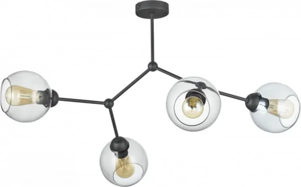 Lampa sufitowa w stylu retro z czterema szklanymi kloszami kulami, kolor grafitowy do salonu 4xE27 FAIRY 2730 TK Lighting Łatwy zwrot