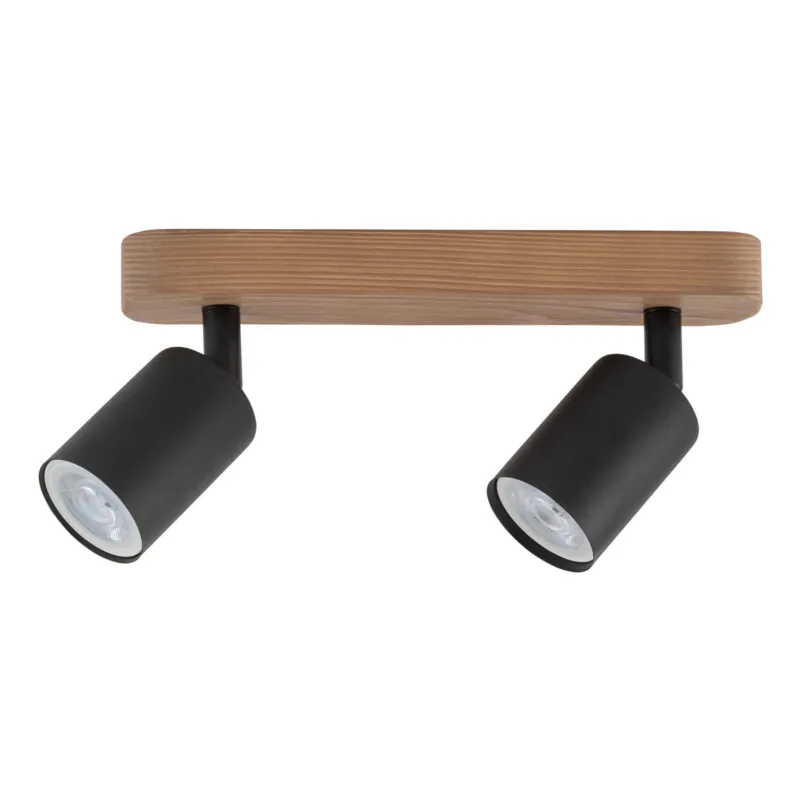 Lampa sufitowa z dwoma czarnymi spotami na drewnianej listwie TOP WOOD 3291 2xGU10 TK Lighting Okazja