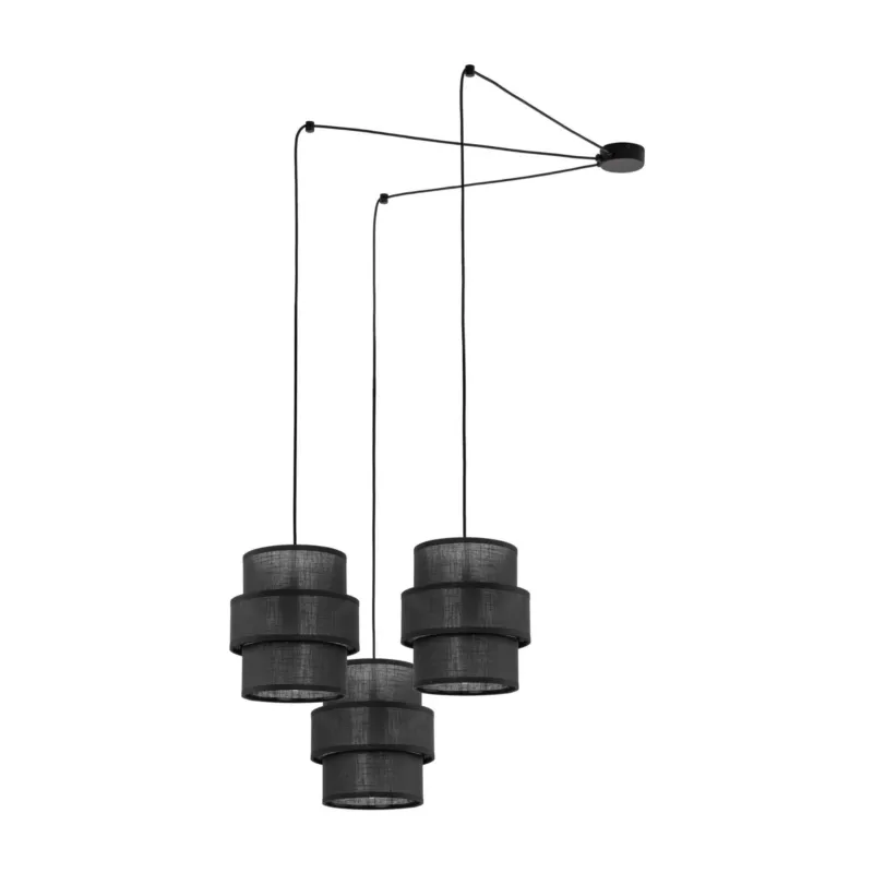 Czarna lampa wiszaca z trzema zwieszanymi abażurami do loftowych wnętrz 3xE27 CALISTO 5976 TK Lighting Szybka dostawa