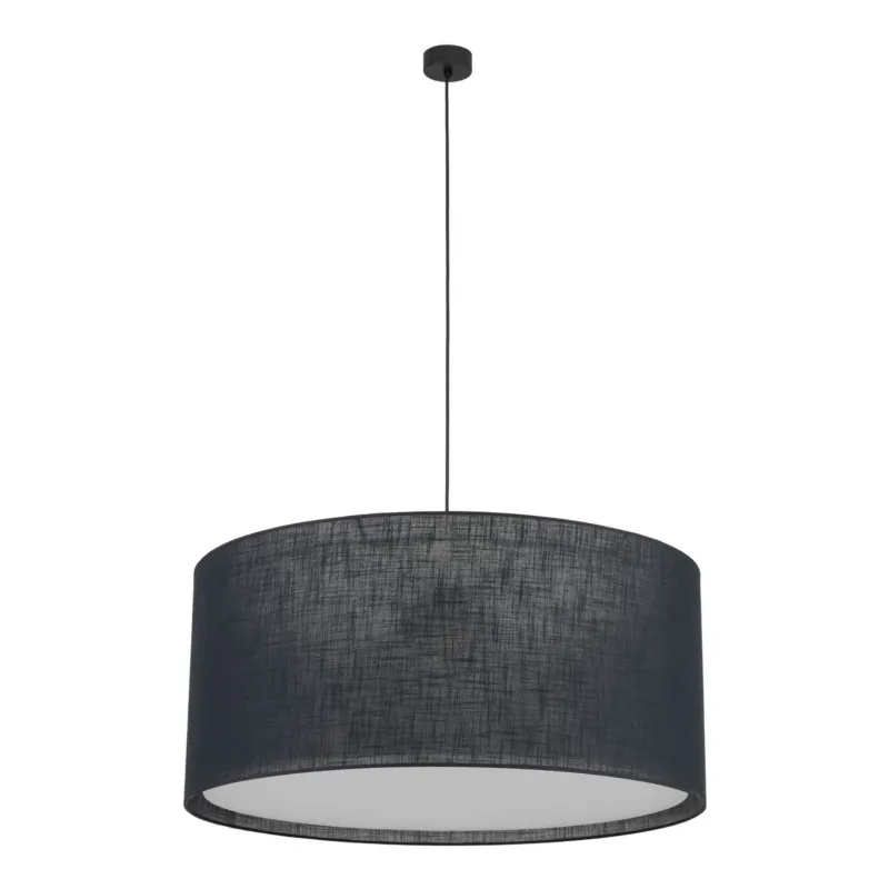 Czarna, klasyczna lampa wisząca z tkaninowym kloszem Ø77cm do dużej jadalni LARGO Czarny 3xE27 11486 TK Lighting Ograniczona ilość