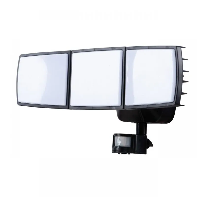 Zamów teraz Naświetlacz LED z czujnikiem ruchu łamany na 3 strefy 30W IP65 2300lm 180° 6500k zimny czarny VO1870 VOLTENO