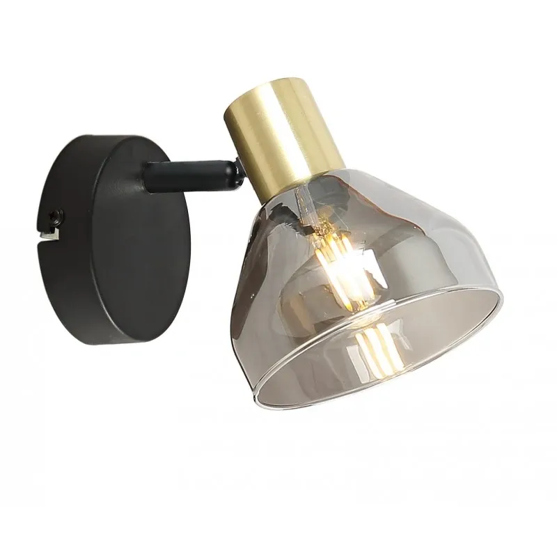 LAMPA GREGORY KINKIET CZARNY BRĄZ 1X40W E14 KLOSZ DYMIONY Łatwy zwrot