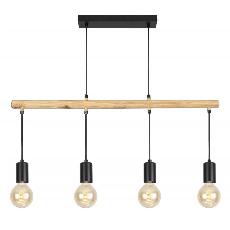 IZZY LAMPA WISZĄCA 4X60W E27 CZARNY Łatwy zwrot