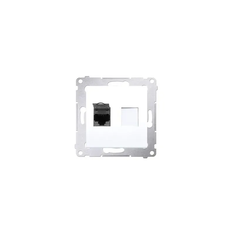 Nowość Białe gniazdo komputerowe pojedyncze ekranowane RJ45 kat. 6 D61E.01/11 Simon 54 Kontakt-Simon