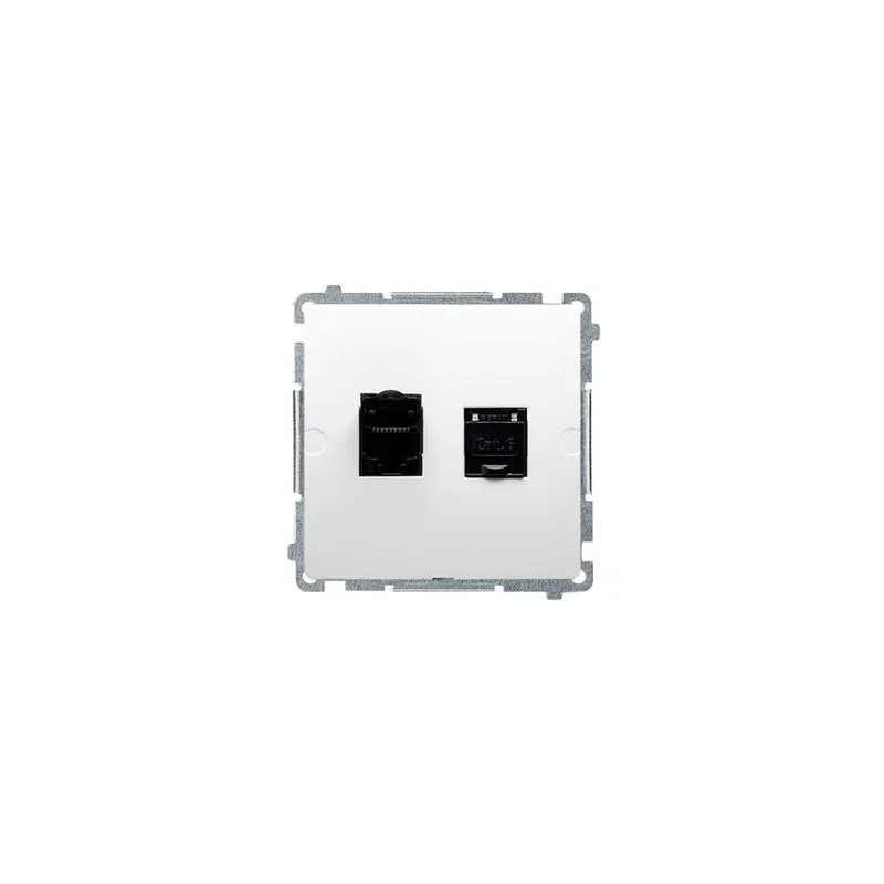 Tani Gniazdo komputerowe podwójne RJ45 kat6, z przesłoną białe BM62.01/11 Simon Basic Kontakt-Simon