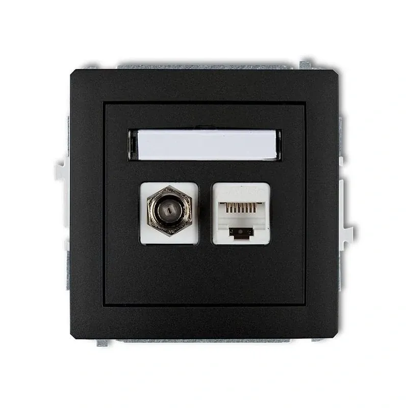 Wybór klientów Czarne matowe gniazdo antenowe SAT+komputerowe RJ45 12DGFK DECO KARLIK