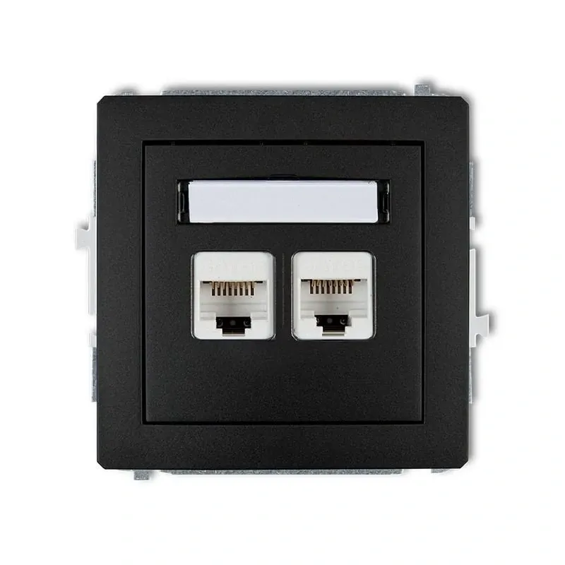 Ostatnia szansa Podwójne gniazdo komputerowe RJ45 czarny mat 5e 12DGK-2 DECO KARLIK