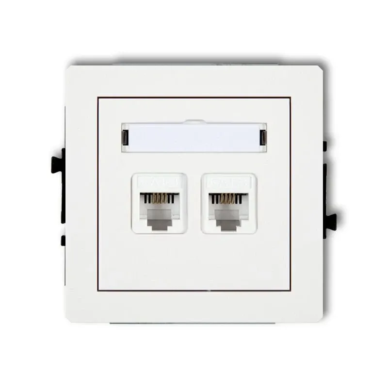 Białe podwójne gniazdo telefoniczne RJ11 DGT-2 DECO KARLIK Oferta limitowana