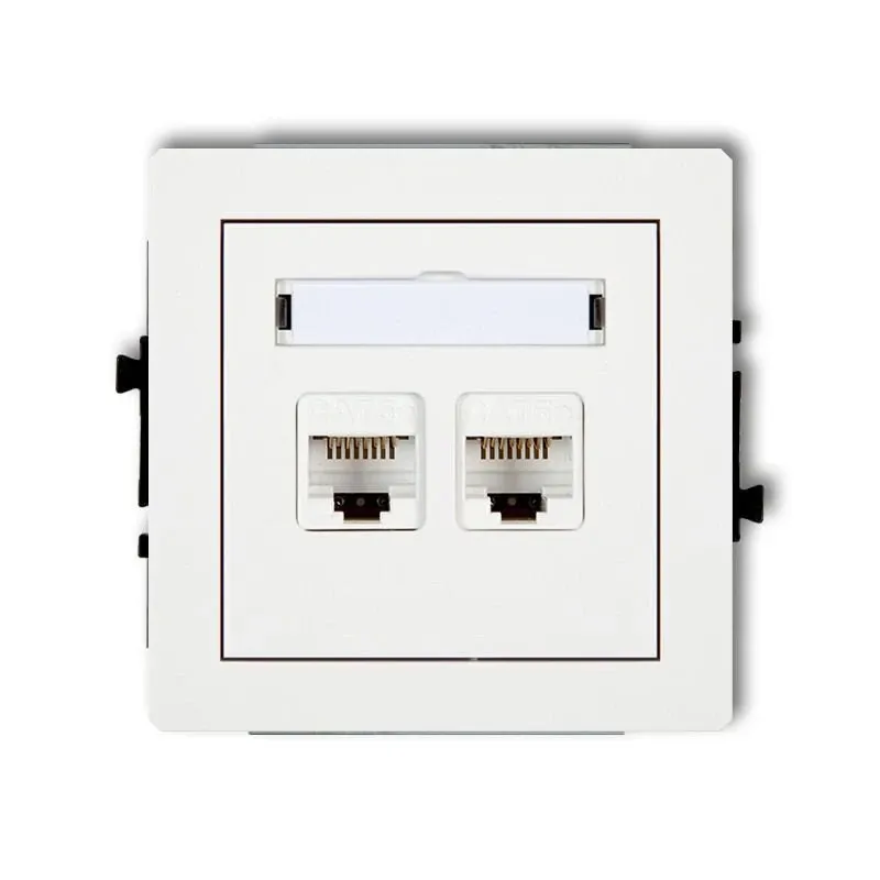 Hit cenowy Białe podwójne gniazdo komputerowe RJ45 DGK-4 DECO KARLIK