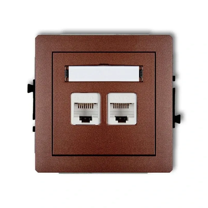 Hit sprzedaży Podwójne gniazdo komputerowe brązowe RJ45 5e 9DGK-2 DECO KARLIK