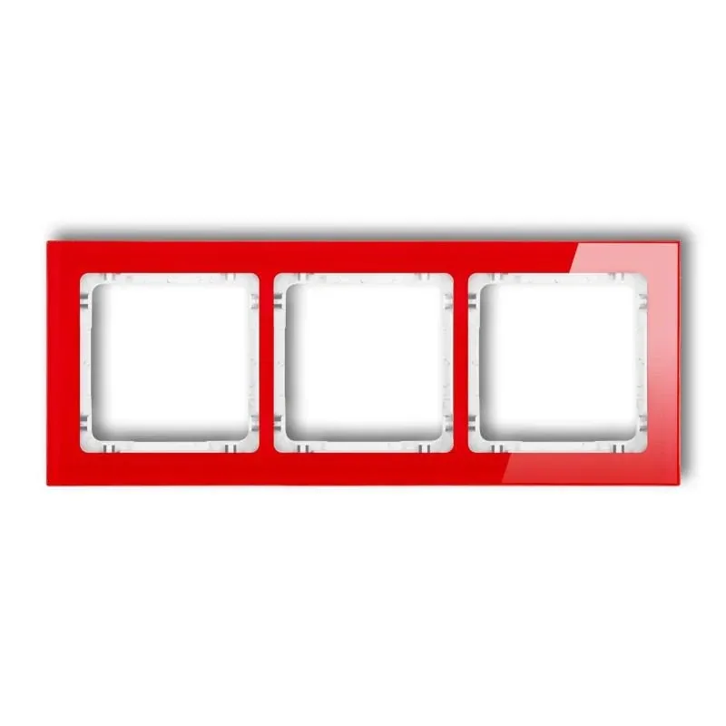 Potrójna ramka czerwona/biała efekt szkła 17-0-DRS-3 DECO KARLIK Promocja