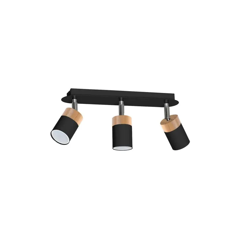 Popularny Lampa Sufitowa Joker Black/Wood 3Xgu10