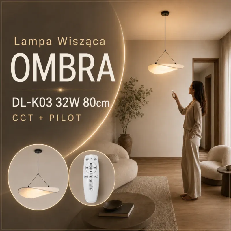 Ostatnie sztuki Lampa Wisząca Ombra Dl-K03 32W 80Cm Cct + Pilot