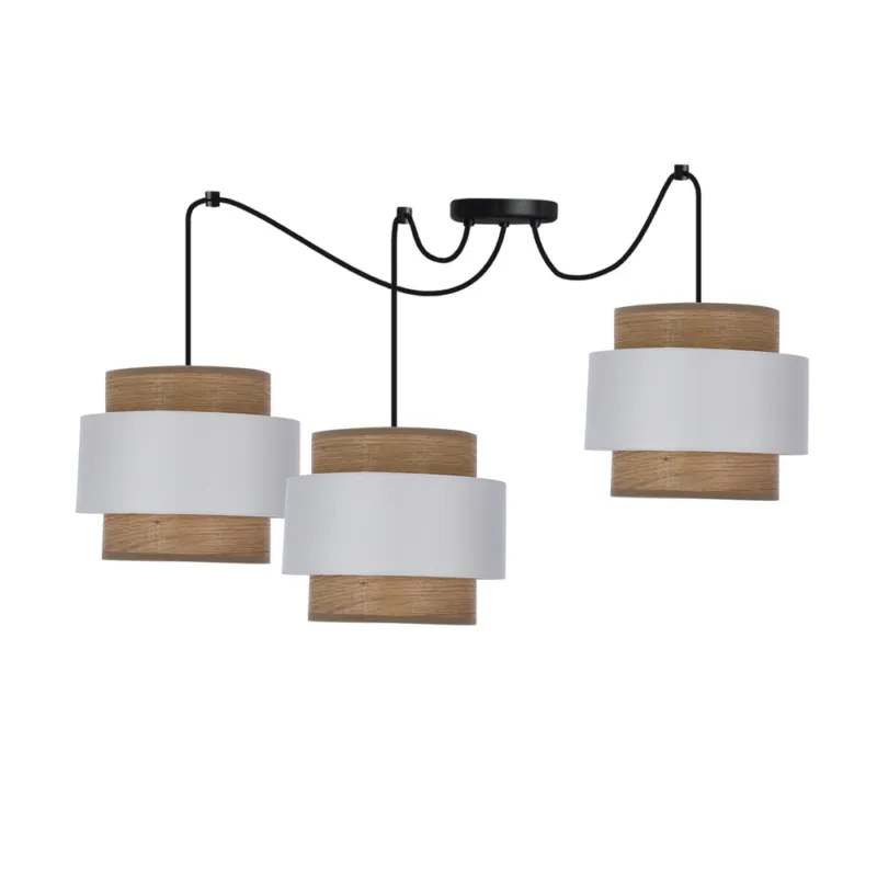 Lampa wisząca Forni potrójna nad stół do jadalni z abażurem drewniana Darmowy zwrot