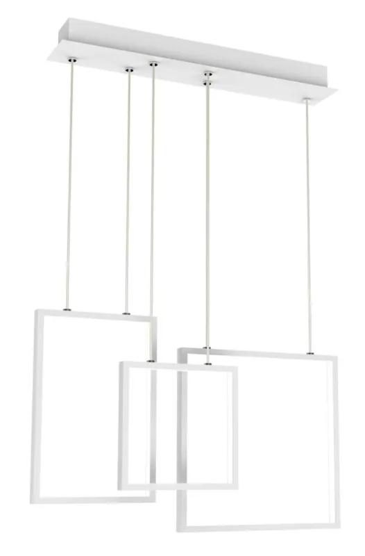 Lampa wisząca Keos kwadratowa potrójna biała LED do salonu Kup teraz