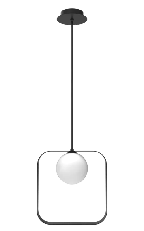Zniżka Lampa wisząca Tula kula w czarnej kwadratowej ramie do salonu 1xG9 metal