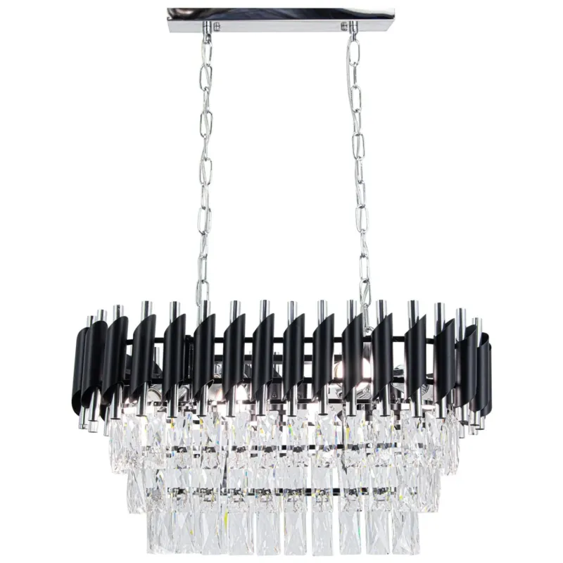 Kup online Lampa wisząca kryształowa czarno-chromowa 6-punktowa 6260/6E 8C BL z serii TOLEDO - Lampy Elem