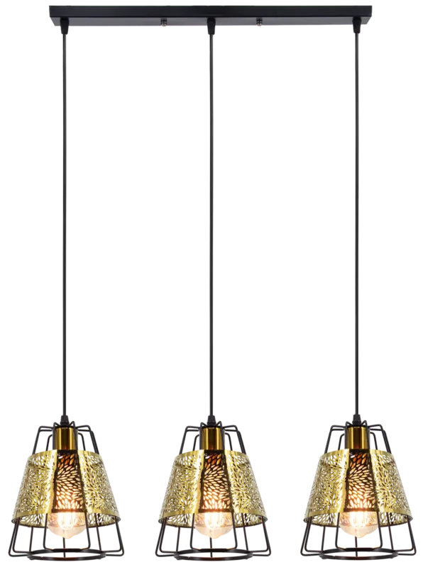Do wyczerpania zapasów Lampa wisząca metalowa czarno-złota 3-punktowa 9318/3 z serii LUGO - Lampy Elem