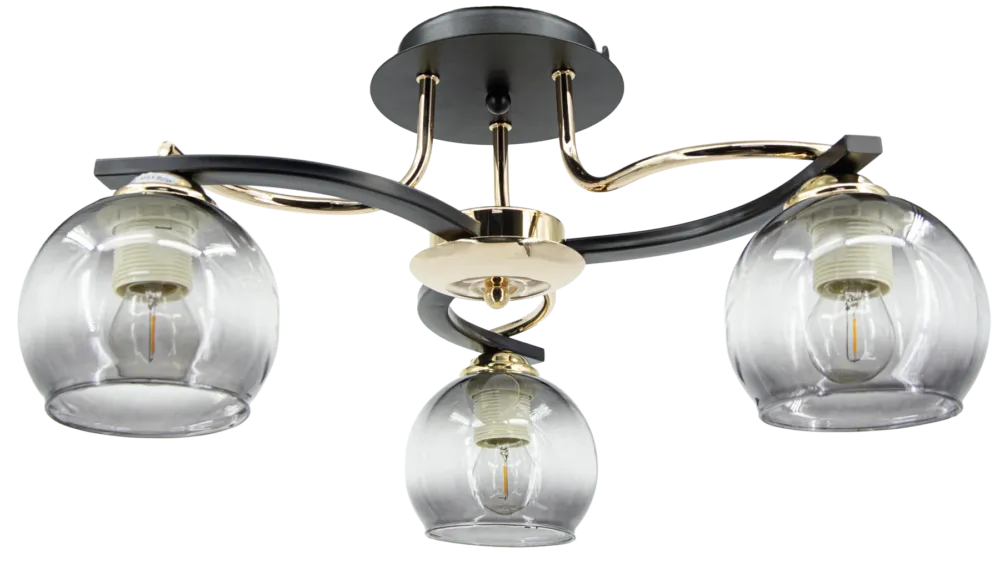 Premium Plafon metalowy czarno-złoty 3-punktowy 8912/3 z serii CLEO - Lampy Elem