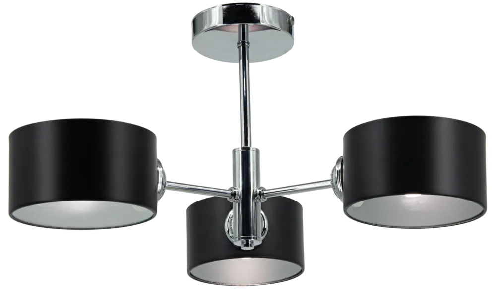 Lampa sufitowa chromowana z trzema czarnymi kloszami 2209/3A 8C z serii SOPHIA - Lampy Elem Niska cena